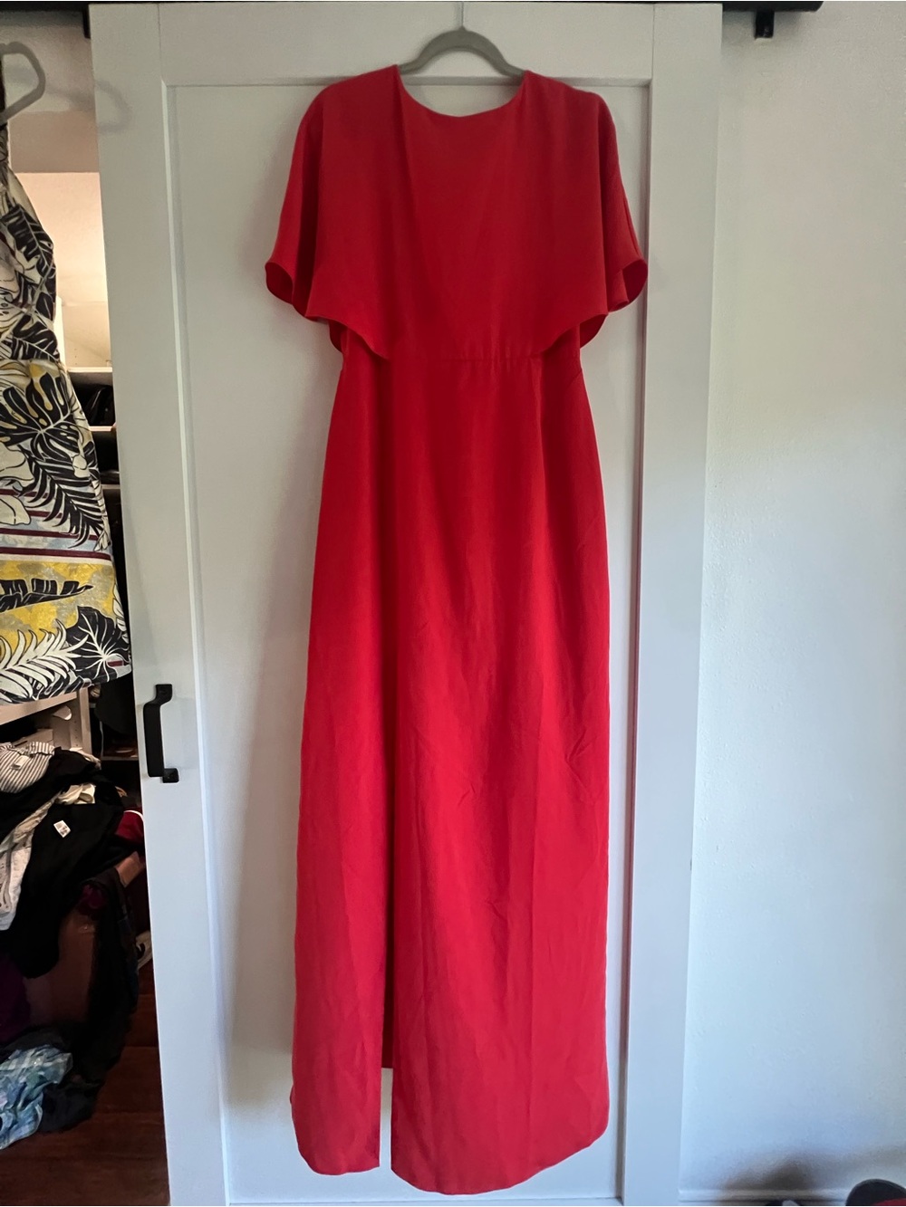 H by Halston Red Maxi Dress with Capelet Detail